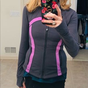 Lululemon gray/purple sweatsuit jacket.